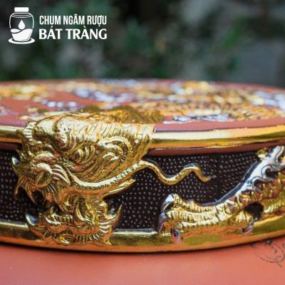 Chum Gốm Khắc Nổi Dát Vàng Họa Tiết Sen Chép CS-05