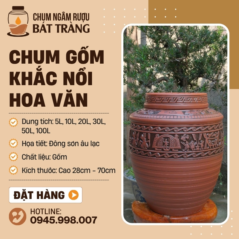 Chum Gốm Khắc Nổi Hoa Văn Đông Sơn Âu Lạc CS-03