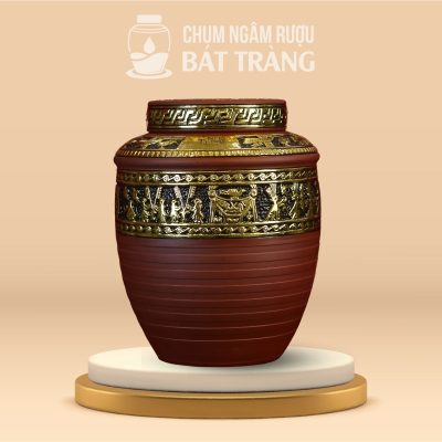 Chum Sành Không Tráng Men Khắc Nổi Dát Vàng Hoa Văn Đông Sơn Âu Lạc CS-04