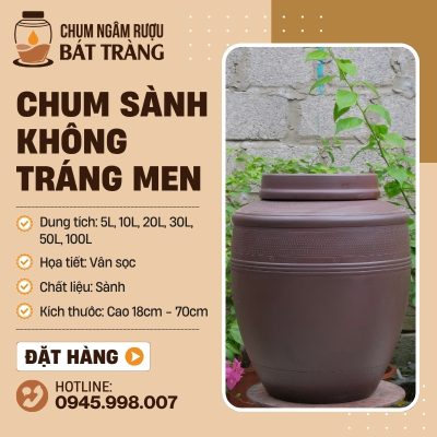 Chum Sành Không Tráng Men Họa Tiết Vân Sọc CS-02
