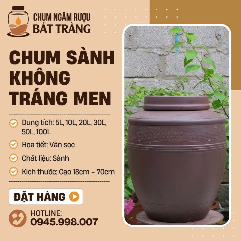 Chum Sành Không Tráng Men Họa Tiết Vân Sọc CS-02