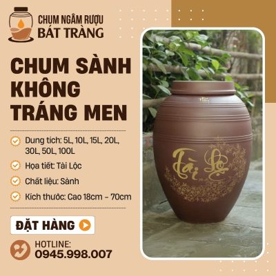 Chum Sành Không Tráng Men Họa Tiết Tài Lộc CS-01