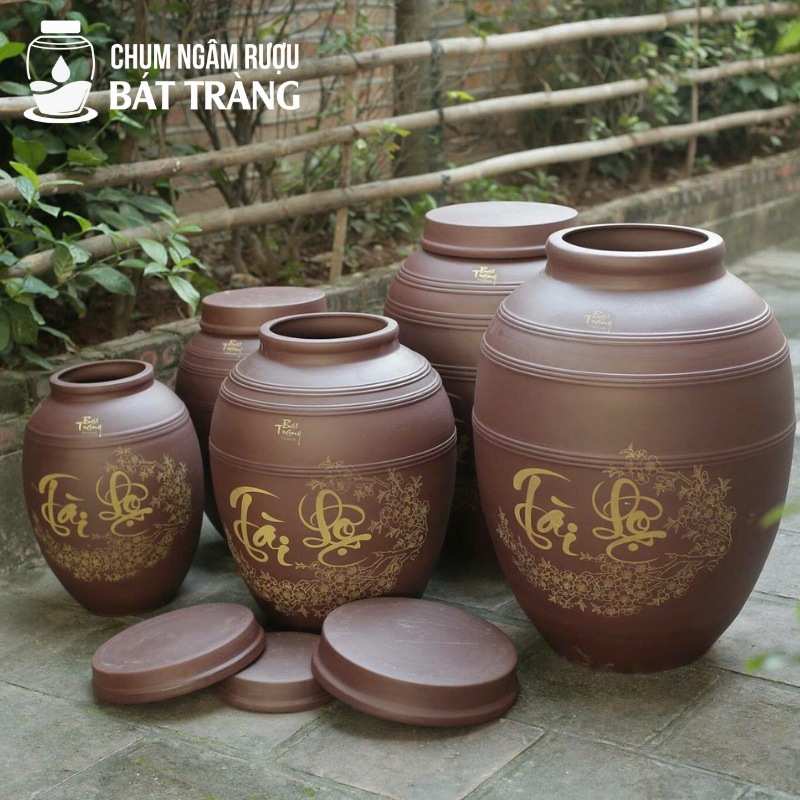 Chum Sành Không Tráng Men Họa Tiết Tài Lộc CS-01