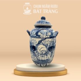 Chum Ngâm Rượu Men Lam Vẽ Lý Ngư Chầu Nguyệt CR-18