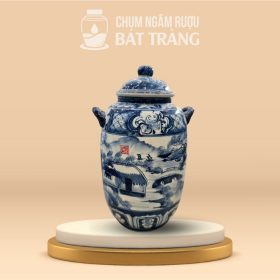Vò Đựng Rượu Men Lam Vẽ Sơn Thủy CR-16