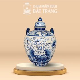 Vò Rượu Men Lam Vẽ Tay Liên Hoa CR-04
