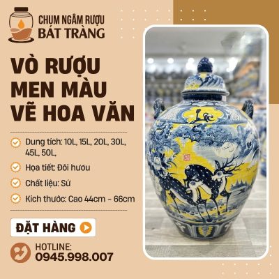 Vò Ngâm Rượu Men Màu Vẽ Tay Đôi Hươu Sao CR-11