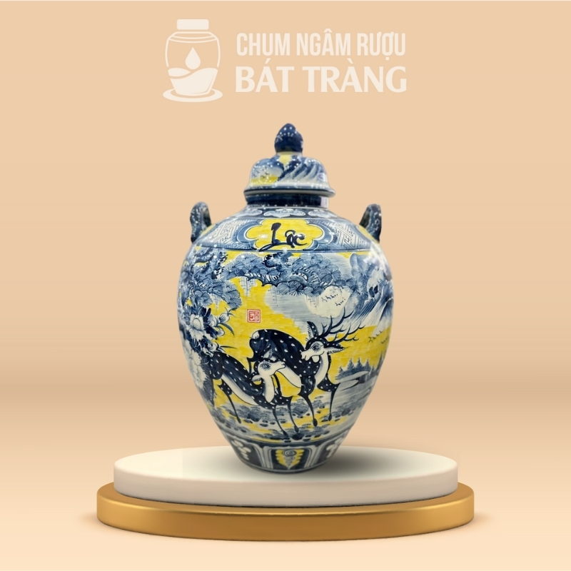 Vò Ngâm Rượu Men Màu Vẽ Tay Đôi Hươu Sao CR-11