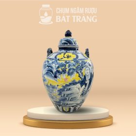 Vò Đựng Rượu Tráng Men Màu Vẽ Họa Tiết Lã Vọng Câu Cá CR-13