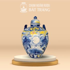 Chum Đựng Rượu Men Màu Họa Tiết Lý Ngư Vọng Nguyệt CR-12