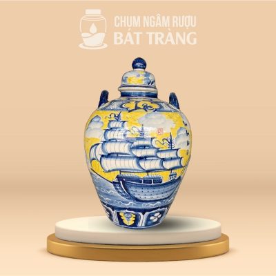 Chum Ngâm Rượu Tráng Men Màu Họa Tiết Thuận Buồm Xuôi Gió CR-10