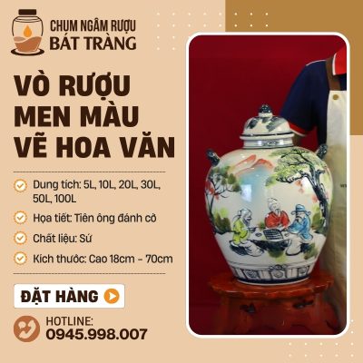 Vò Rượu Men Màu Vẽ Tiên Ông Đánh Cờ CR-01