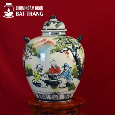 Vò Rượu Men Màu Vẽ Tiên Ông Đánh Cờ CR-01