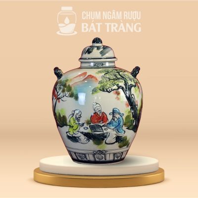 Vò Rượu Men Màu Vẽ Tiên Ông Đánh Cờ CR-01