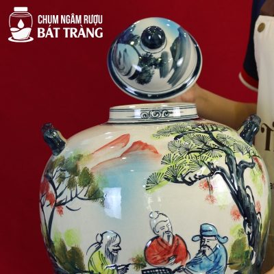 Vò Rượu Men Màu Vẽ Tiên Ông Đánh Cờ CR-01