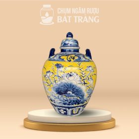 Chum Ngâm Rượu Men Màu Vẽ Tay Hoa Sen CR-05