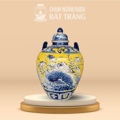 Chum Ngâm Rượu Men Màu Vẽ Tay Hoa Sen CR-05