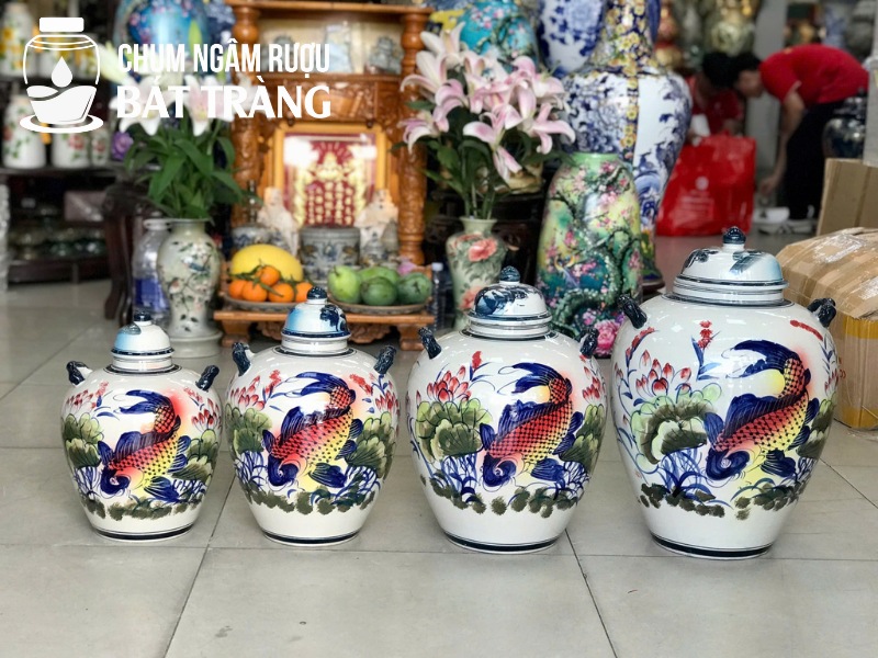 Chum rượu sứ tráng men Bát Tràng