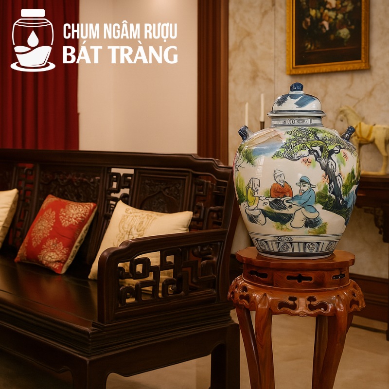 Chum rượu sứ Bát Tràng trang trí không gian